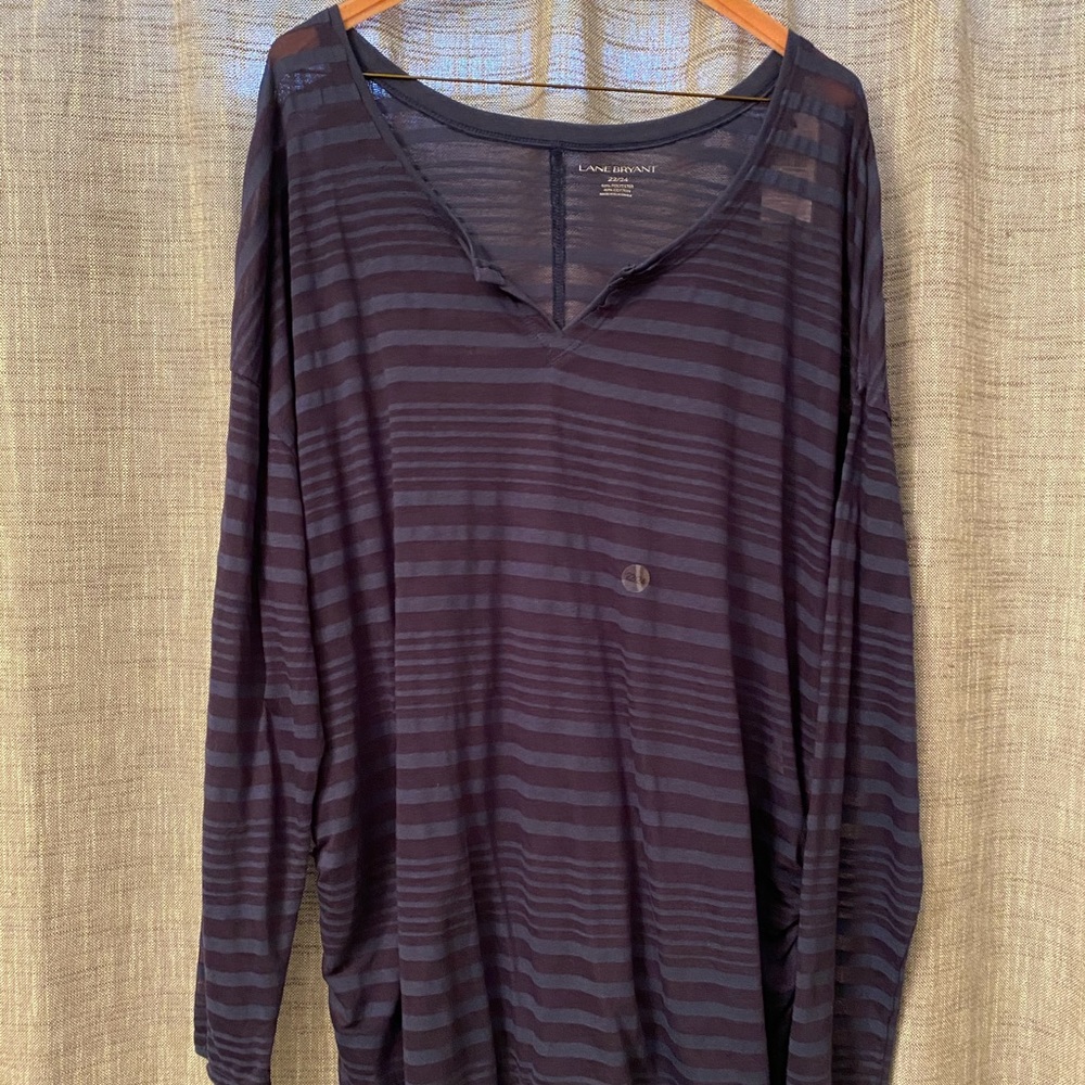 NWT Blue sheer v-neck shirt size 22/24